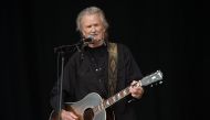 (FILES) Kris Kristofferson performs on the Pyramid Stage at the Glastonbury Festival of Music and Performing Arts on Worthy Farm near the village of Pilton in Somerset, south-west England on June 23, 2017. (Photo by OLI SCARFF / AFP)
