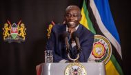 Deputy President of Kenya, Rigathi Gachagua, reacts as he addresses the media during a press conference at his official residence in Nairobi, on October 7, 2024, ahead of the National Assembly vote on his impeachment motion. (Photo by Luis Tato / AFP)