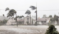 A flooded street after catastrophic hurricane in Florida. 