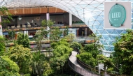 Indoor tropical garden – ORCHARD; Inset: LEED certification