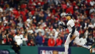 Juan Soto #22 of the New York Yankees rounds the bases after hitting a home run in the 10th inning against the Cleveland Guardians during Game Five of the American League Championship Series at Progressive Field on October 19, 2024 in Cleveland, Ohio. (Photo by Maddie Meyer / GETTY IMAGES NORTH AMERICA / Getty Images via AFP)
