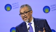 Director-General of the World Health Organization (WHO) Tedros Adhanom Ghebreyesus addresses participants of the World Health Summit 2024 in Berlin on October 14, 2024. Photo by John MACDOUGALL / AFP.
