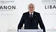 Lebanon's Prime Minister Najib Mikati speaks during a press conference after an international aid conference in support of Lebanon, in Paris on October 24, 2024. (Photo by ALAIN JOCARD / AFP)
