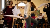 Members of Boss Morris dancing group take part in a practise session at the Stroud baptist Church hall, in Stroud, west England, on April 30, 2024. Photo by Ben STANSALL / AFP