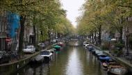 This photograph shows the Egelantiersgracht canal in Amsterdam on October 23, 2024, as the city launches its 750th anniversary celebrations. Photo by Nick Gammon / AFP