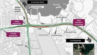 Map showing closure of tunnel from Corniche to Ras Abu Abboud Expressway.