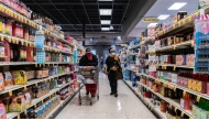 Shoppers browse in a supermarket in north St. Louis, Missouri, on April 4, 2020. File Photo / Reuters