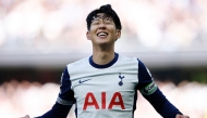 Tottenham Hotspur's South Korean striker #07 Son Heung-Min celebrates after scoring their fourth goal during the English Premier League football match between Tottenham Hotspur and West Ham United at the Tottenham Hotspur Stadium in London, on October 19,