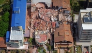 Aerial view of the Dubrovnik Hotel after it collapsed in the seaside town of Villa Gesell, Buenos Aires province, on October 29, 2024. (Photo by STRINGER / AFP)