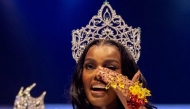 (FILES) The winner of Miss Universe Nigeria 2024, Chidimma Adetshina (L) poses with her crown at the Miss Universe Nigeria 2024 held at the Eko Hotel Convention Centre on 31 August, 2024. (Photo by Benson Ibeabuchi / AFP)