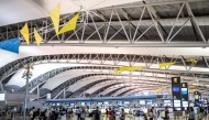 This picture taken on September 3, 2024 shows a general view of the departure hall in Kansai International Airport of Osaka Prefecture. (Photo by Philip Fong / AFP) 