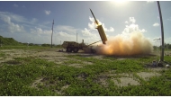 File: This US Department of Defense/Missile Defense Agency handout photo shows a terminal High Altitude Area Defense (THAAD) interceptor launching from a THAAD battery located on Wake Island, during Flight Test Operational (FTO)-02 Event 2a, conducted on November 1, 2015. (Photo by Ben Listerman / DoD / AFP) 