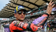 Prima Pramac Racing's Spanish rider Jorge Martin celebrates after winning the Sprint race of the MotoGP Malaysian Grand Prix at the Sepang International Circuit in Sepang on November 2, 2024. (Photo by MOHD RASFAN / AFP)