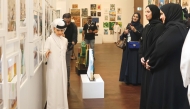 Minister of Education and Higher Education H E Buthaina bint Ali Al Jabr Al Nuaimi touring the exhibition at Bin Jelmood House in Msheireb.