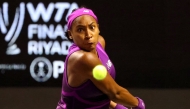 US' Coco Gauff returns the ball to Poland's Iga Swiatek during their women's singles tennis match at the WTA Finals Championship in Riyadh on November 5, 2024. (Photo by Fayez Nureldine / AFP)