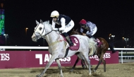 Alberto Sanna guides Mared Al Jasra towards the finish line to win the Al Beshariyah Cup. 