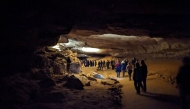 Visitors to Mammoth Cave National Park in Kentucky tour the cavern on September 29, 2024. (Photo by Becca Milfield / AFP)