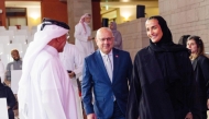 Vice Chairperson and CEO of Qatar Foundation H E Sheikha Hind bint Hamad Al Thani and officials during the CMU-Q ceremony.  
