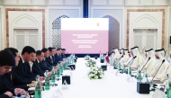 Minister of Commerce and Industry H E Sheikh Mohammed bin Hamad bin Qassim Al Thani and Minister of Investment, Industry and Trade of the Republic of Uzbekistan H E Laziz Kudratov with other officials during the meeting.