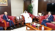 QC First Vice Chairman, Mohammed bin Twar Al Kuwari, with the  representative of the Portuguese Trade and Investment Agency, Manuel Couto Miranda and the Ambassador of Portugal to Qatar, H E Paulo Neves Pocinho.