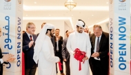 Sheikh Mohammad bin Faisal Al Thani, Vice Chairman of Aamal Company; Rashid bin Ali Al Mansoori, CEO of Aamal Company; and Murat Kayman, General Manager of City Centre Doha during the inauguration of the pedestrian bridge.