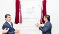 Secretary-General of the Ministry of Foreign Affairs  H E Dr. Ahmed bin Hassan Al Hammadi (left) during the inauguration of the new premises of the Embassy of Qatar in Putrajaya.
