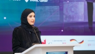 NHRC Chairperson H E Maryam bint Abdullah Al Attiyah speaking at the opening ceremony of Second Edition of the Global Leadership Academy for Women in Doha yesterday.