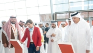 Minister of Communications and Information Technology H E Mohammed bin Ali bin Mohammed Al Mannai and ESCWA Executive Secretary Rola Dashti with other dignitaries and officials during the opening of Rowad Entrepreneurship Conference and Arab SMEs Summit 2024.