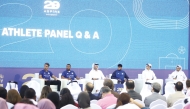 Aspire Academy graduates and student-athletes Abdulla Al Tamimi, Mohammed Al Mahmoud, Owaab Barrow, Ali Turki, Mohammed Abdulwahhab and  Abdulrahman Alyafei attend a question-and-answer session.