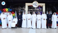 Assistant Undersecretary for Social Development Affairs at MSDF, Fahd Mohammed Al Khayarin (sixth left); Assistant Undersecretary for Dawah and Mosque Affairs at Ministry of Awqaf and Islamic Affairs, Mohammed bin Hamad Al Kuwari (fourth right); CEO of Dar Al Sharq Group, Abdul Latif Abdullah Al Mahmoud (fifth right); Deputy CEO of Dar Al Sharq and Editor-in-Chief Al Sharq, Jaber Al Harami (second left); Editor-in-Chief of The Peninsula, Dr. Khalid Mubarak Al-Shafi (fifth left) and Editor-in-Chief of Al Arab, Faleh Hussein Al Hajri (right), with other officials during the opening of Kids Expo 2024 at DECC yesterday. Pic: Rajan Vadakkemuriyil