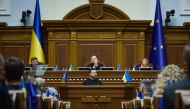 In this handout photograph taken and released by the Ukrainian Presidential Press Service on November 19, 2024, Ukraine's President Volodymyr Zelensky addresses members of the Ukrainian parliament in Kyiv. Photo by Handout / UKRAINIAN PRESIDENTIAL PRESS SERVICE / AFP.