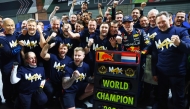 2024 F1 World Drivers Champion Max Verstappen of the Netherlands and Oracle Red Bull Racing celebrates with his team on November 23, 2024 in Las Vegas, Nevada. Mark Thompson/Getty Images/AFP 