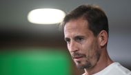 Sporting's coach Joao Pereira arrives to give a press conference on the eve of their UEFA Champions League football match against Arsenal FC at Alvalade stadium in Lisbon, on November 25, 2024. (Photo by Patricia DE MELO MOREIRA / AFP)