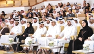 Minister of Labour H E Dr. Ali bin Smaikh Al Marri and other officials at the event held at QNCC yesterday. 