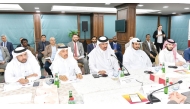 Qatar Chamber First Vice-Chairman Mohamed bin Twar Al Kuwari with other officials during the meeting.