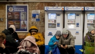 Local residents take shelter in a metro station during an air strike alarm in Kyiv, on November 28, 2024, amid the Russian invasion of Ukraine. (Photo by Tetiana Dzhafarova / AFP)
