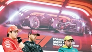 FROM LEFT: Ferrari’s Monegasque driver Charles Leclerc, Alpine’s French driver Pierre Gasly and Aston Martin’s Spanish driver Fernando Alonso during a press conference ahead of the Qatari Formula One Grand Prix at the Lusail International Circuit yesterday. AFP