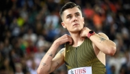 (FILES) Second placed Norway's Jakob Ingebrigtsen looks on after competing in the Men's 1500m final during the Diamond League athletics meeting at the Letzigrund stadium in Zurich on September 5, 2024. (Photo by Fabrice COFFRINI / AFP)
