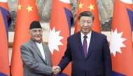 Chinese President Xi Jinping meets with Nepali Prime Minister KP Sharma Oli, who is on an official visit to China, at the Diaoyutai State Guesthouse in Beijing, capital of China, on December 3, 2024. (Xinhua/Yao Dawei)