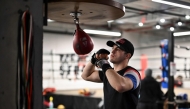 Boxer Pierre-Mickaël Hugues trains at Mendez Boxing Gym- Harlem on December 5, 2024 in New York City. (Photo by Angela Weiss / AFP)