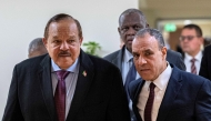 Egypt's Foreign Minister Badr Abdelatty (R) receives Sudan's Foreign Minister Ali Yousuf al-Sharif for a meeting at the New Administrative Capital, about 45 kilometres east of Cairo, on February 23, 2025. (Photo by Khaled DESOUKI / AFP)
