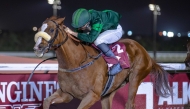 Pierre Charles Boudot guides Maysara towards the finish line to win the Al Mamoura Cup.