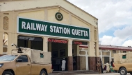 A paramilitary soldier stands guard at a railway station in Quetta on March 12, 2025. Pakistan forces launched a 