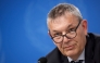 UNRWA Commissioner General Philippe Lazzarini speaks during a press conference on the situation in the Palestinian Gaza strip, at the United Nations offices in Geneva on March 10, 2025. Photo by Fabrice COFFRINI / AFP