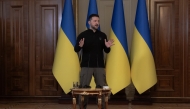 Ukraine's President Volodymyr Zelensky speaks to the media during a press conference in Kyiv on March 12, 2025. Photo by Roman PILIPEY / AFP.