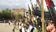  Armed men loyal to the Houthi group participate in an armed tribal rally supporting in Sanaa, Yemen, on March 11, 2025. (Photo by Mohammed Mohammed/Xinhua)
