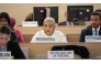 Chairperson of the National Human Rights Committee H E Maryam bint Abdullah Al Attiyah speaking at the event in Geneva.