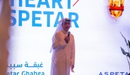 An Aspetar official speaking during the Ghabga event. 