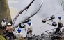 Workers of Petroecuador work on the cleaning of an oil spill at the Viche River in the province of Esmeraldas, Ecuador on March 15, 2025. Photo by Julio Galarza / AFP