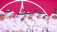 Prime Minister and Minister of Foreign Affairs H E Sheikh Mohammed bin Abdulrahman bin Jassim Al Thani along with Their Excellencies the Ministers and officials during the National Development Forum at DECC, yesterday.